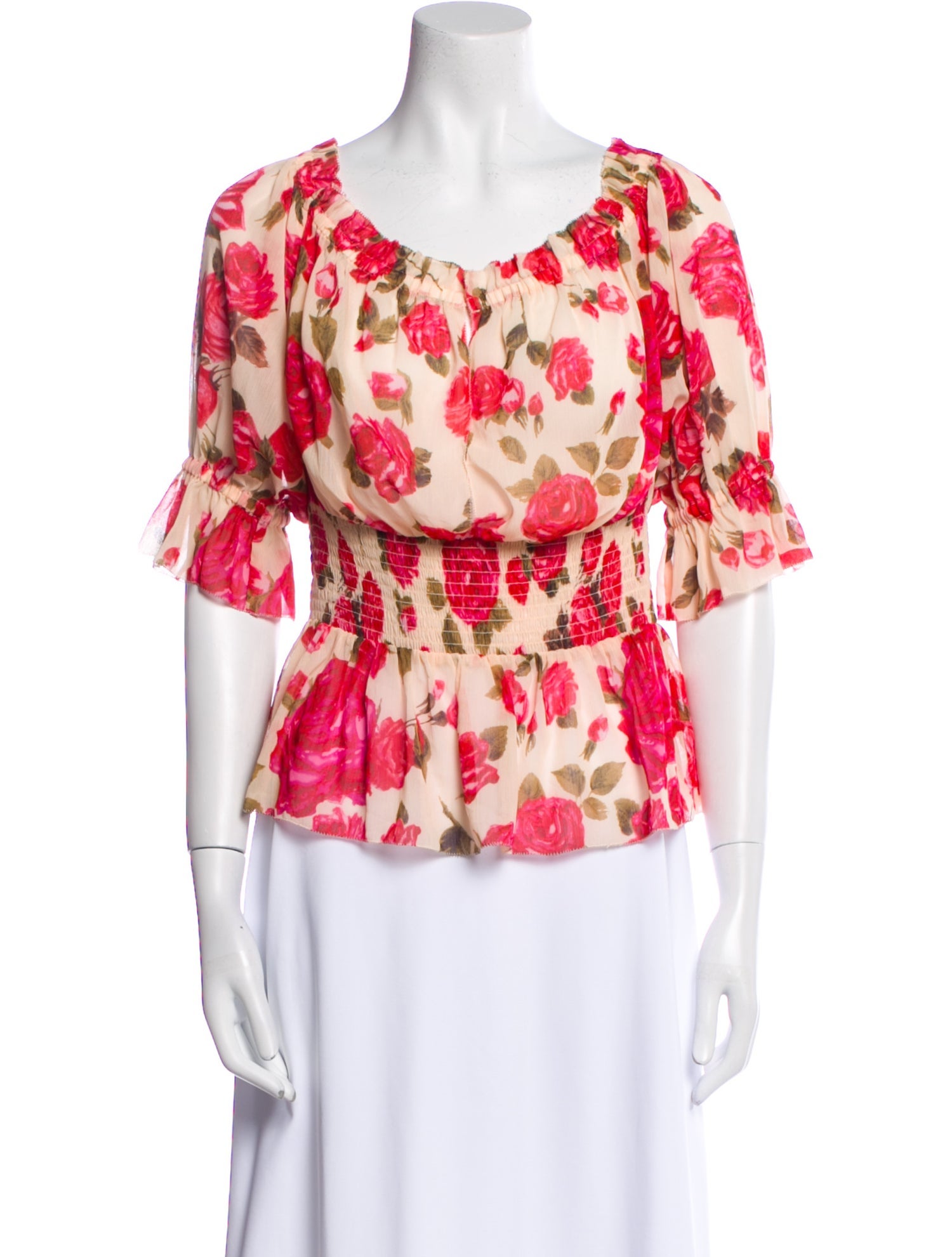 L'Agence Floral Print Scoop Neck Blouse w/ Tags