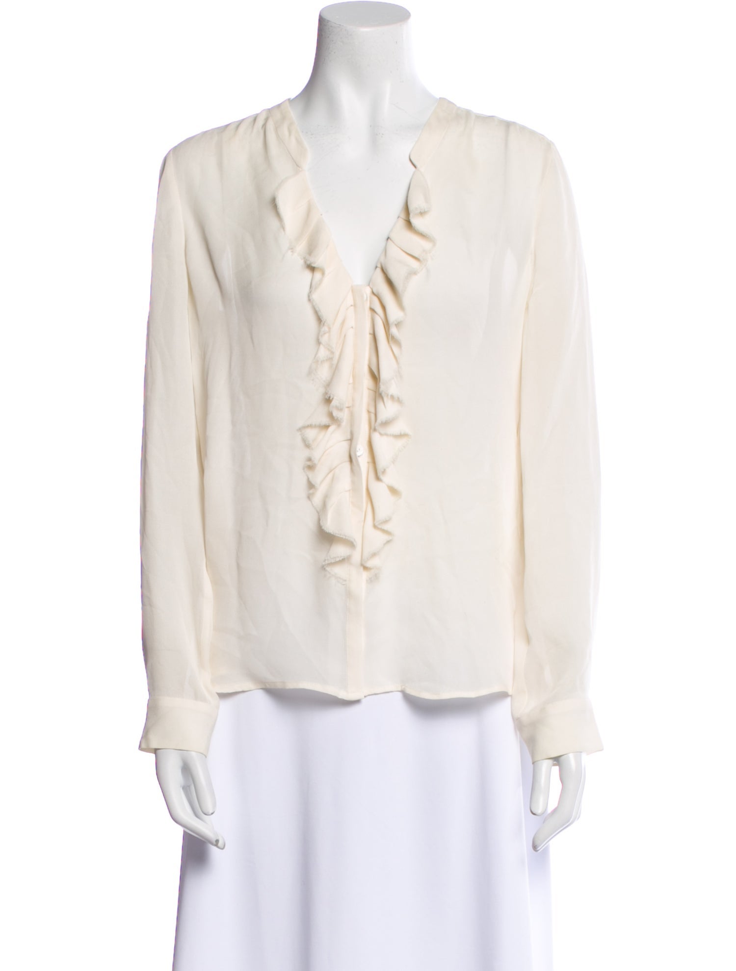 L'Agence Silk V-Neck Blouse