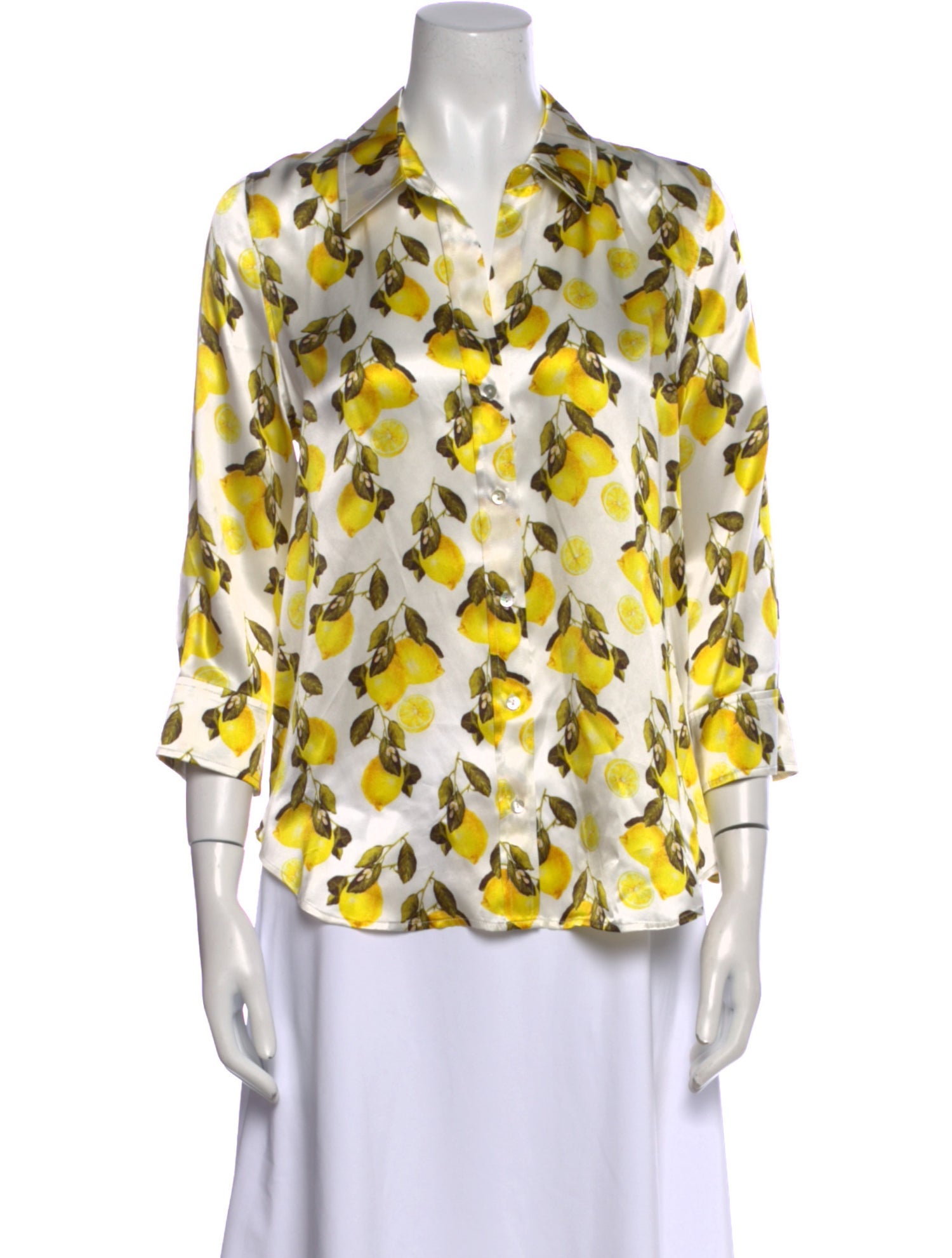 L'Agence Silk Printed Button-Up Top w/ Tags