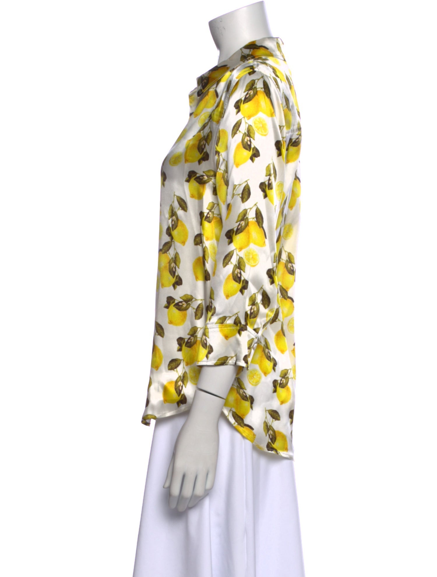 L'Agence Silk Printed Button-Up Top w/ Tags