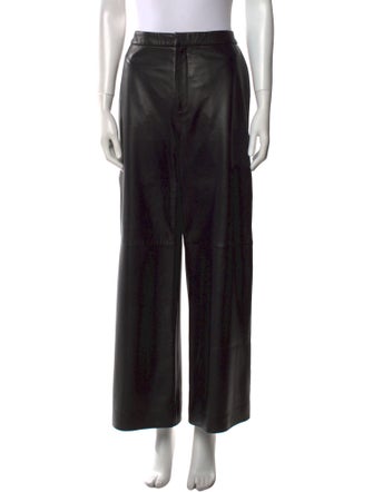 L'Agence Lamb Leather Wide Leg Pants