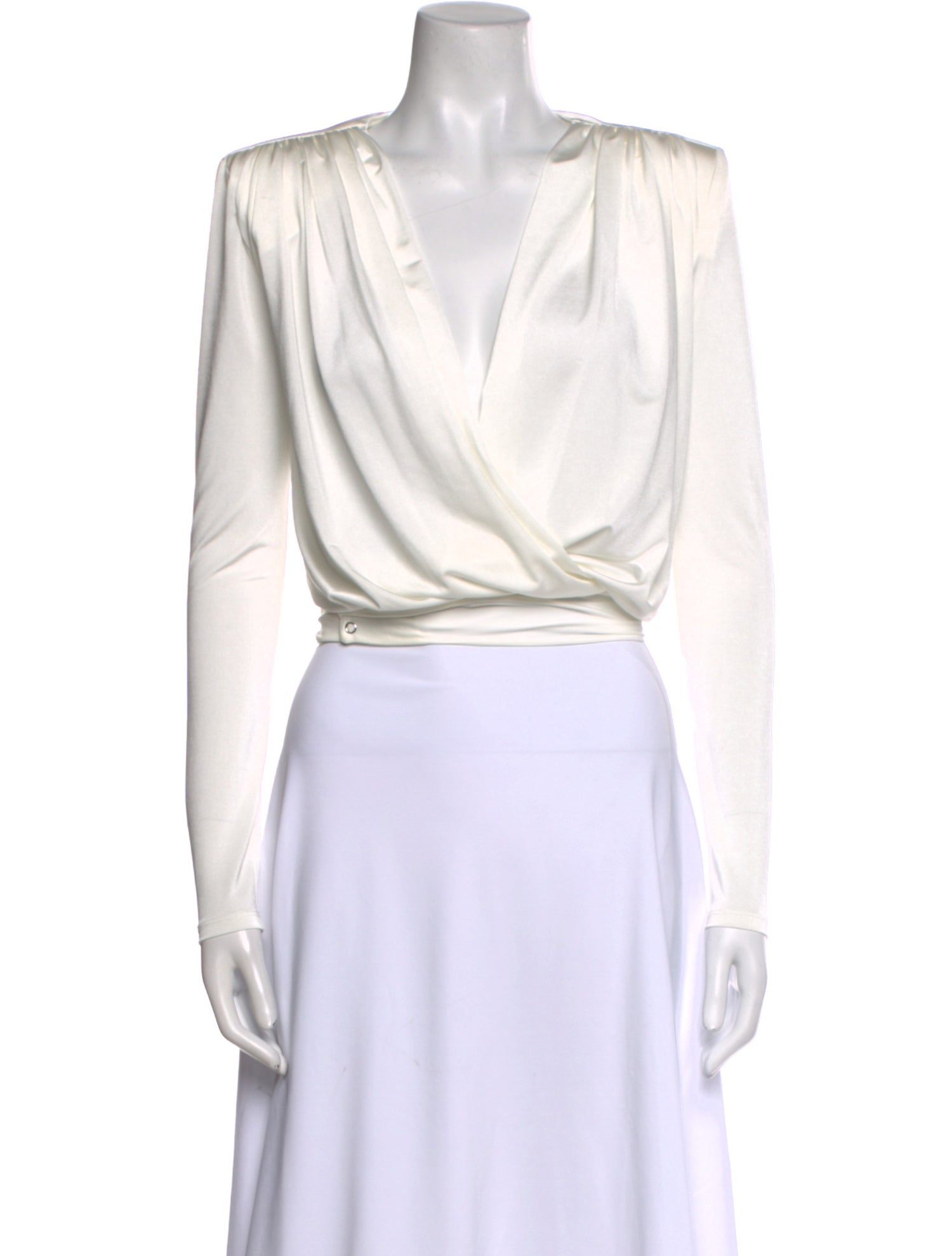 L'Agence Cowl Neck Long Sleeve Crop Top