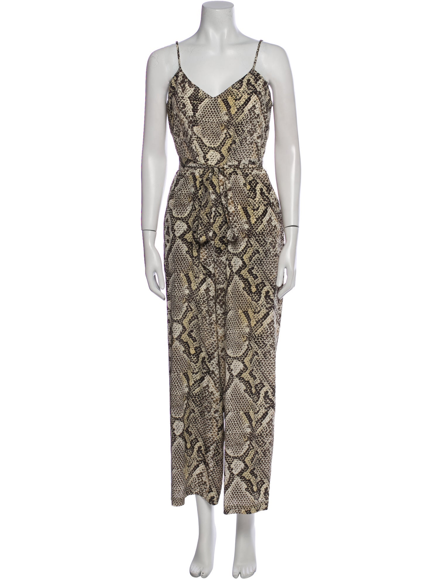 L'Agence Silk Animal Print Jumpsuit