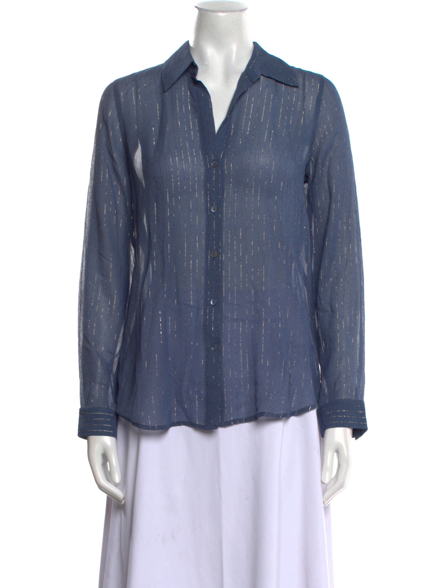 L'Agence Striped Long Sleeve Button-Up Top