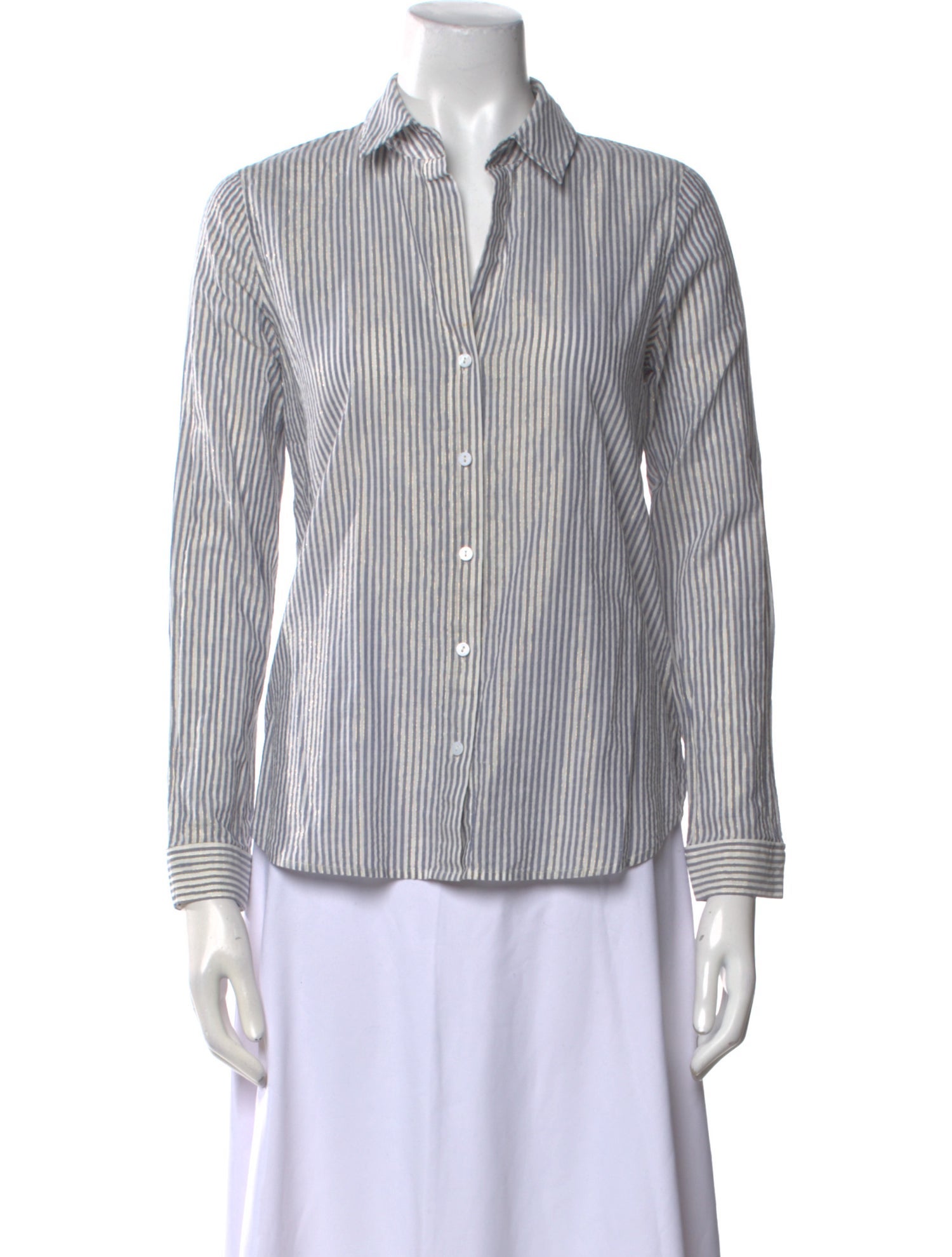L'Agence Striped Long Sleeve Button-Up Top