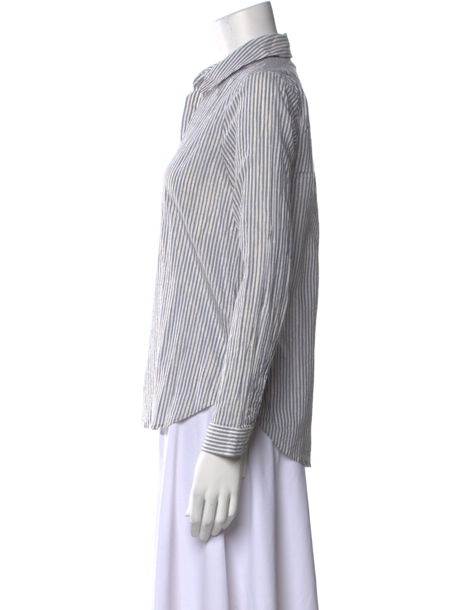 L'Agence Striped Long Sleeve Button-Up Top