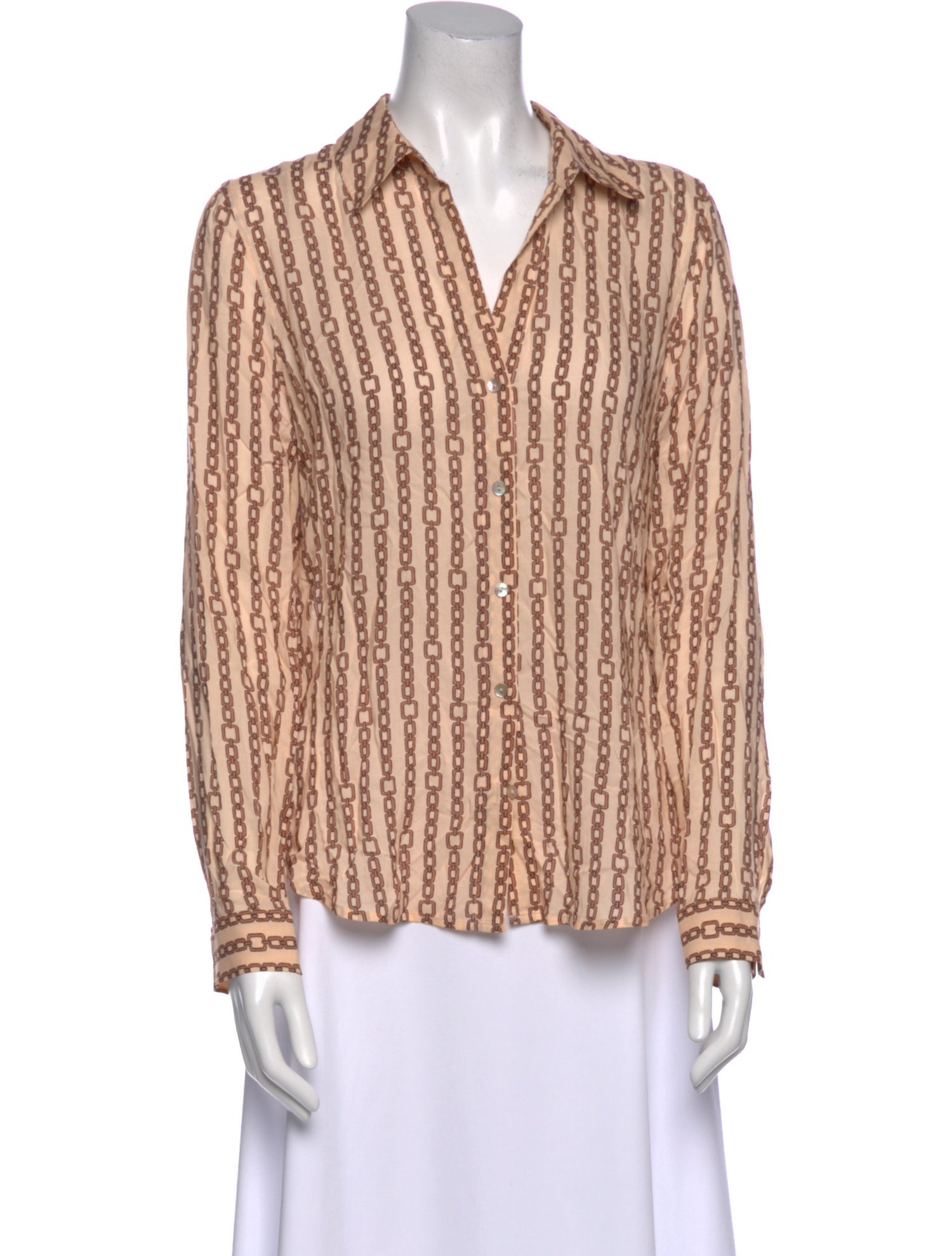 L'Agence Printed V-Neck Button-Up Top w/ Tags