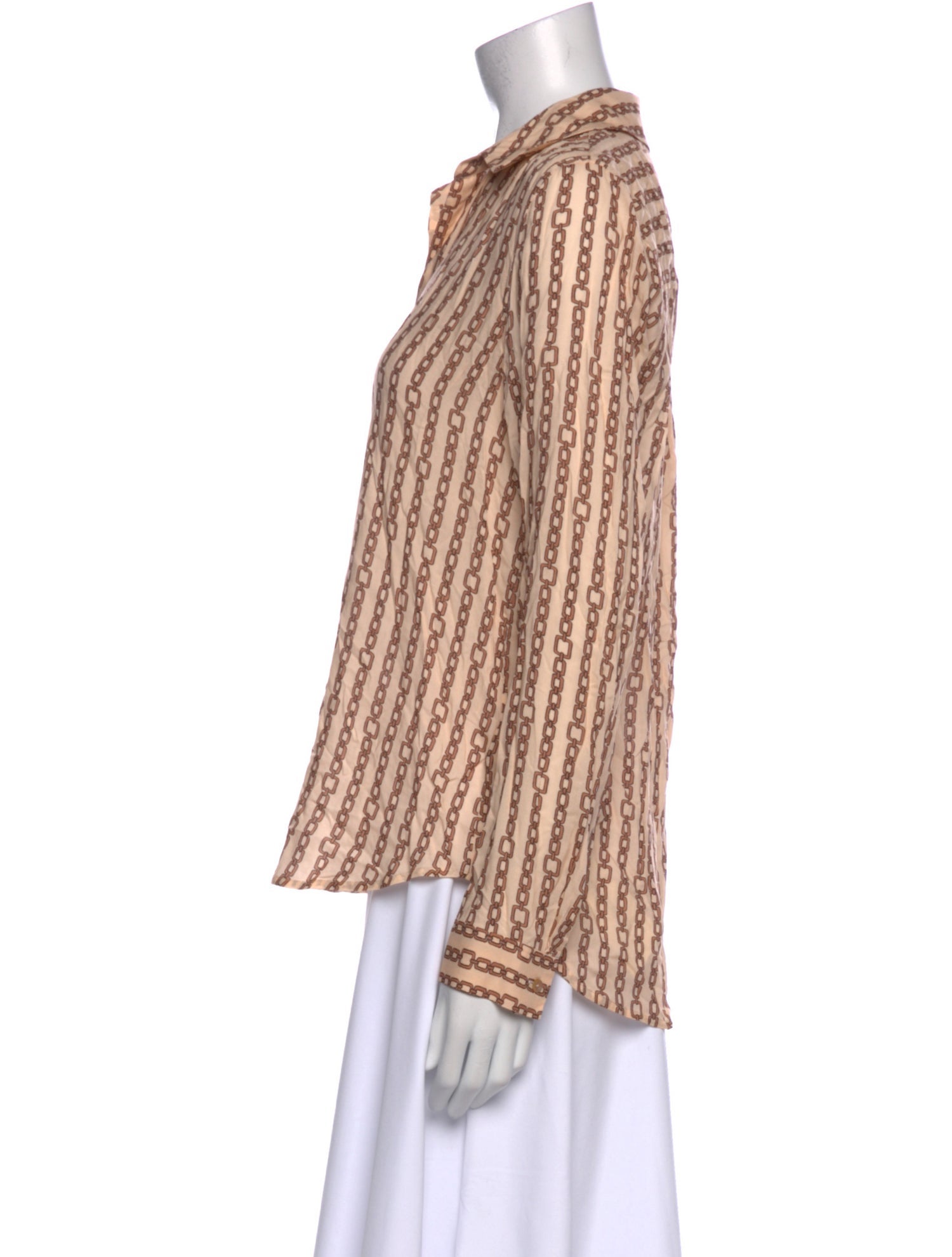 L'Agence Printed V-Neck Button-Up Top w/ Tags