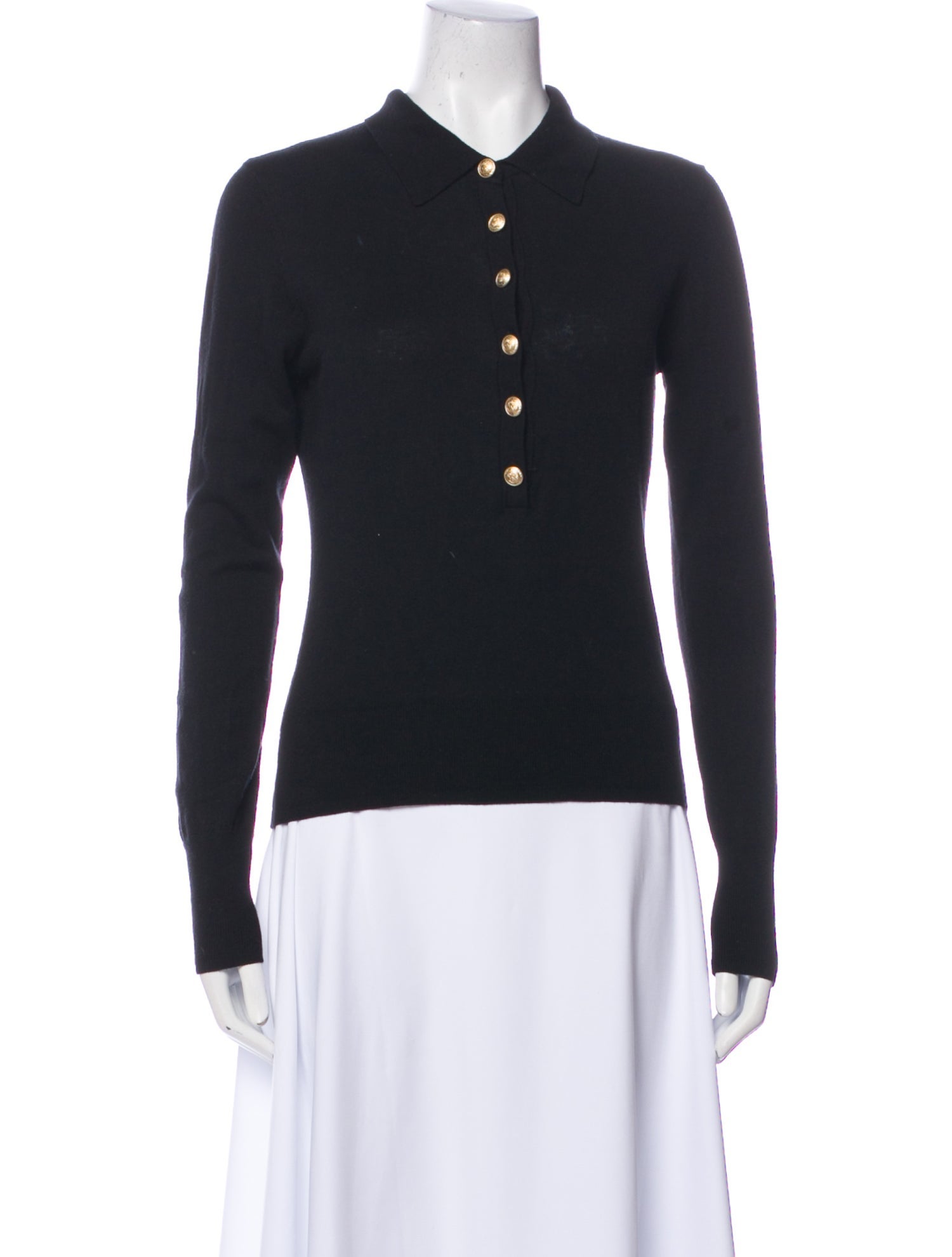 L'Agence Mock Neck Long Sleeve Polo