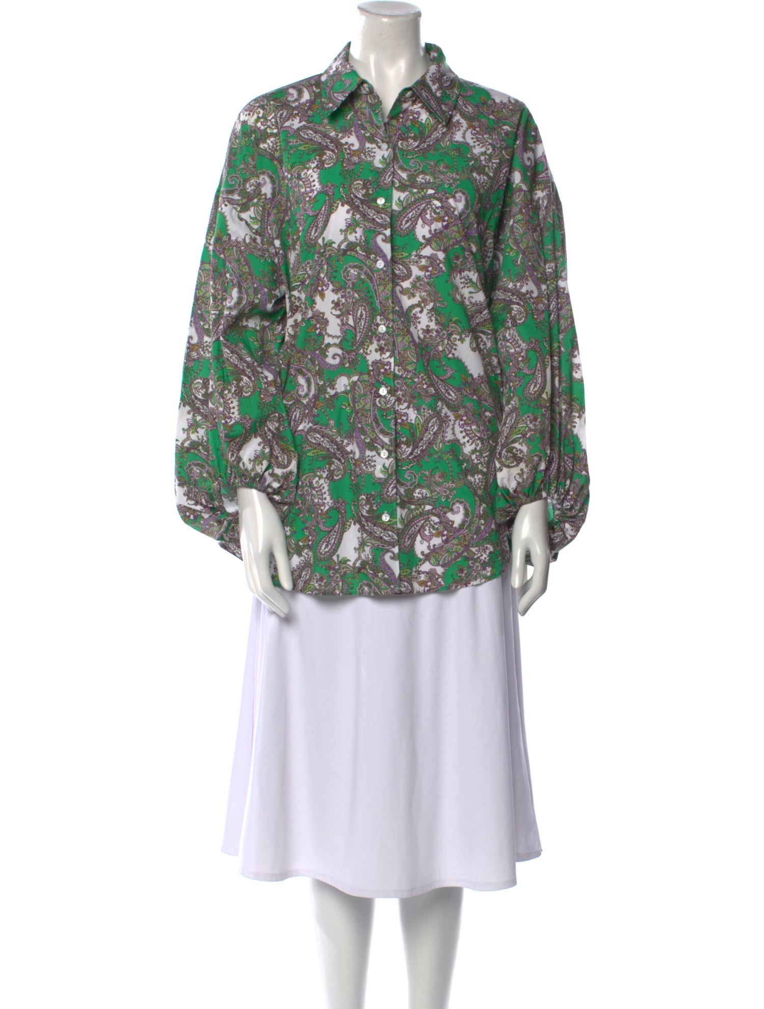 L'Agence Printed Long Sleeve Button-Up Top