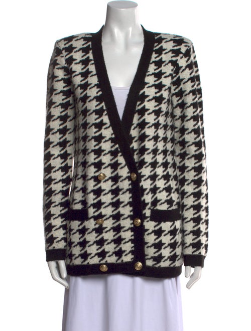 L'Agence Houndstooth Print V-Neck Sweater