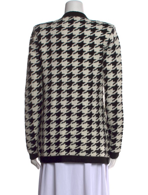 L'Agence Houndstooth Print V-Neck Sweater