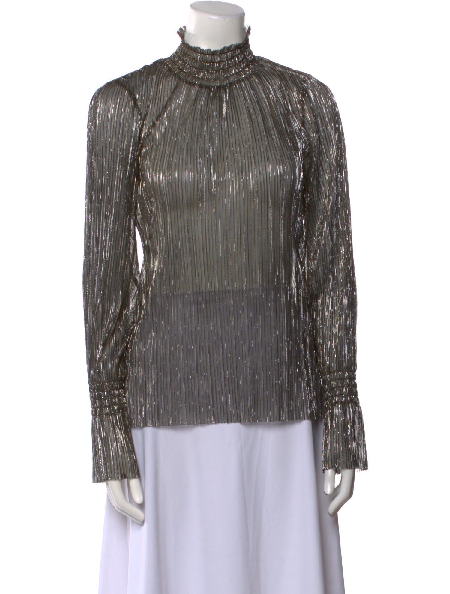 L'Agence Striped Mock Neck Blouse