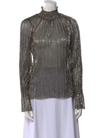 L'Agence Striped Mock Neck Blouse