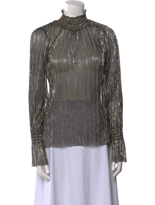 L'Agence Striped Mock Neck Blouse