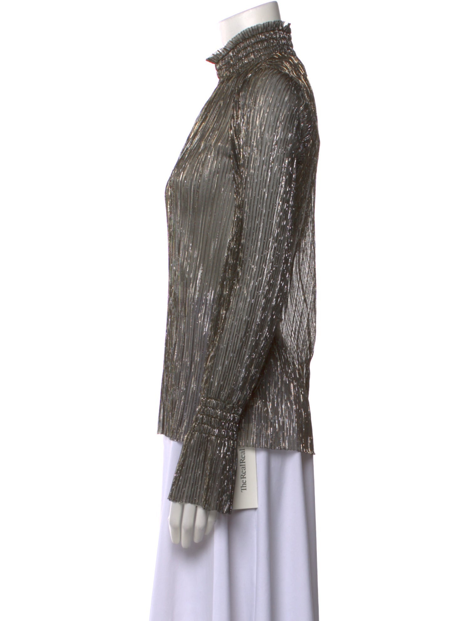 L'Agence Striped Mock Neck Blouse