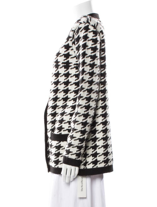 L'Agence Houndstooth Print V-Neck Sweater