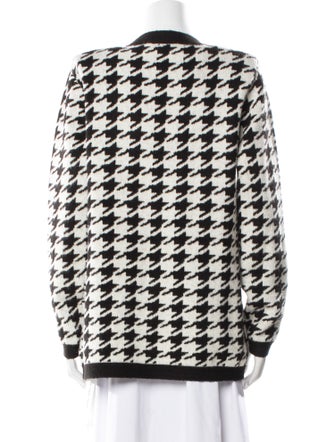 L'Agence Houndstooth Print V-Neck Sweater
