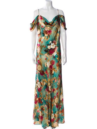 L'Agence Floral Print Long Dress