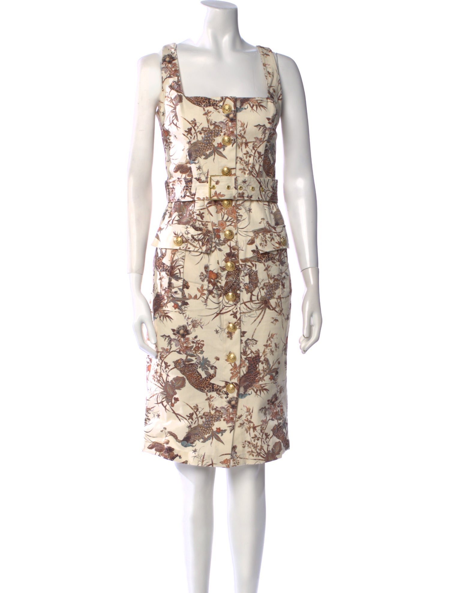 L'Agence Floral Print Knee-Length Dress