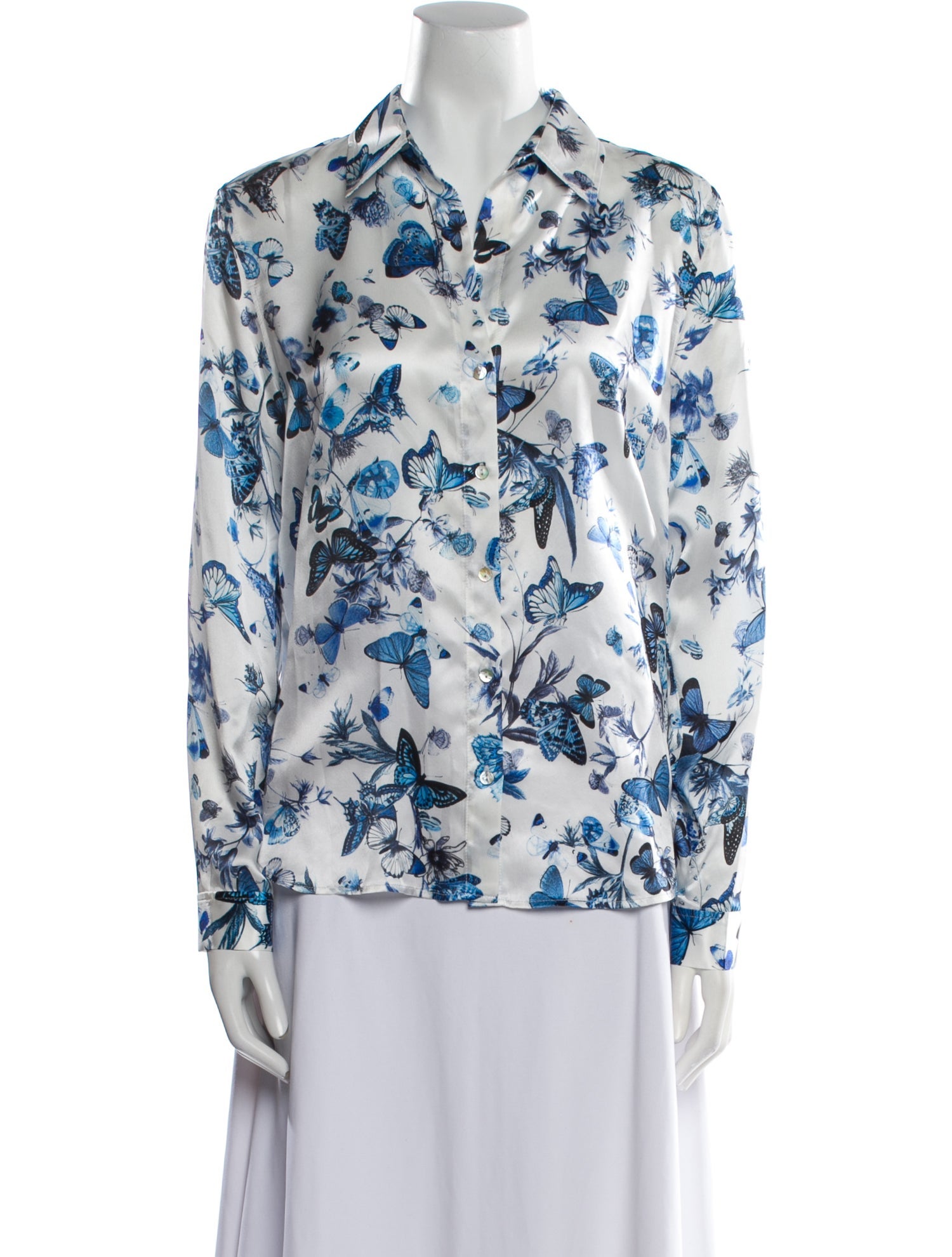 L'Agence Silk Printed Button-Up Top