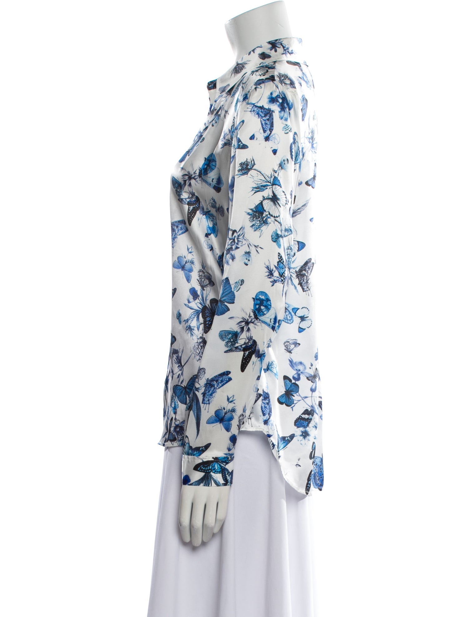 L'Agence Silk Printed Button-Up Top