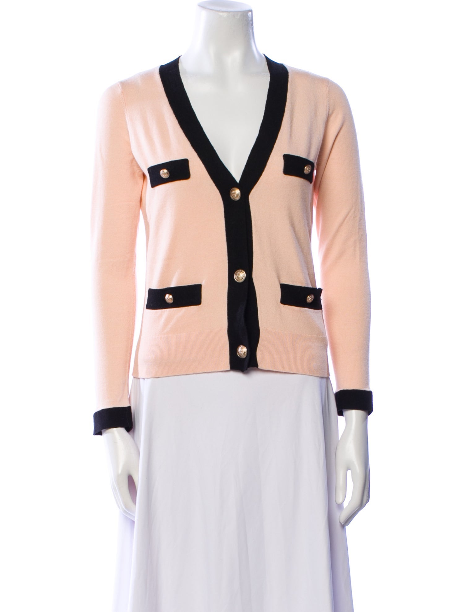 L'Agence Striped V-Neck Sweater