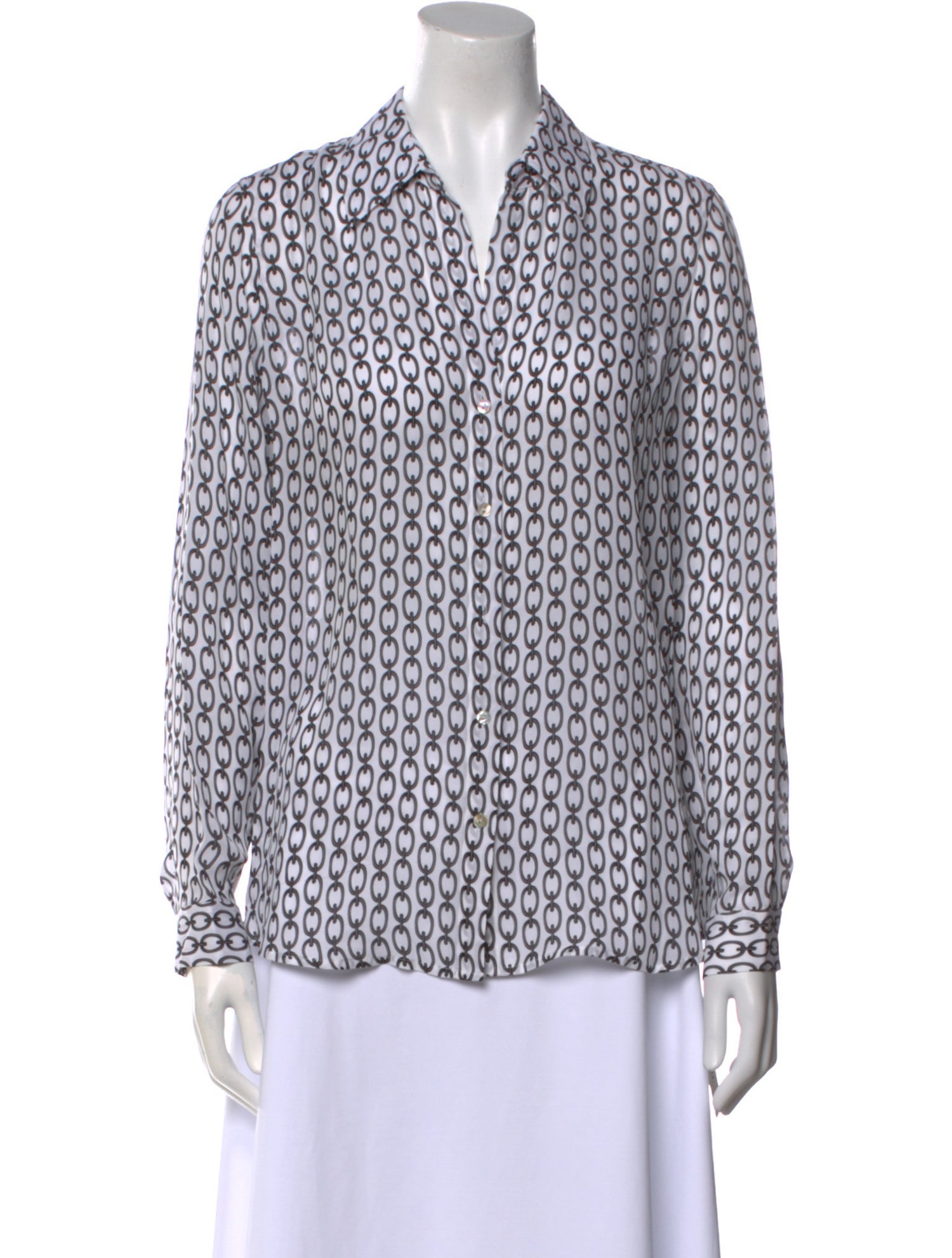 L'Agence Silk Printed Button-Up Top