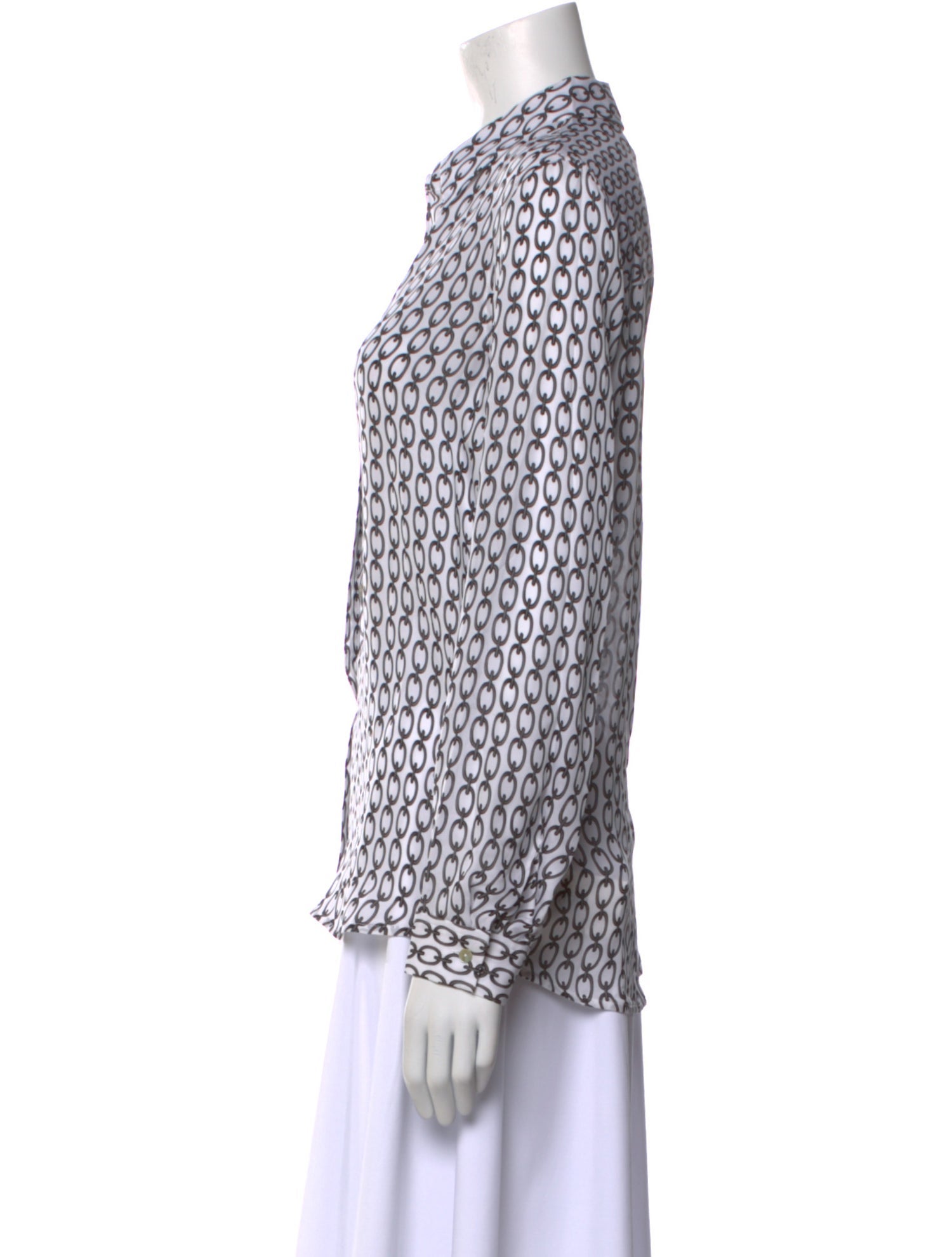 L'Agence Silk Printed Button-Up Top