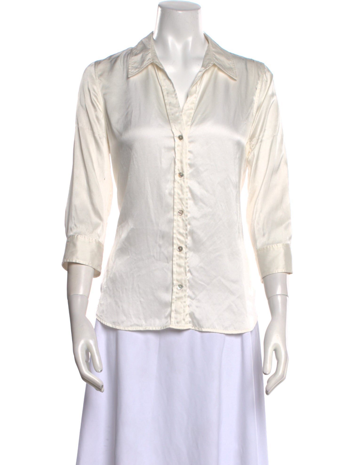 L'Agence Silk V-Neck Button-Up Top