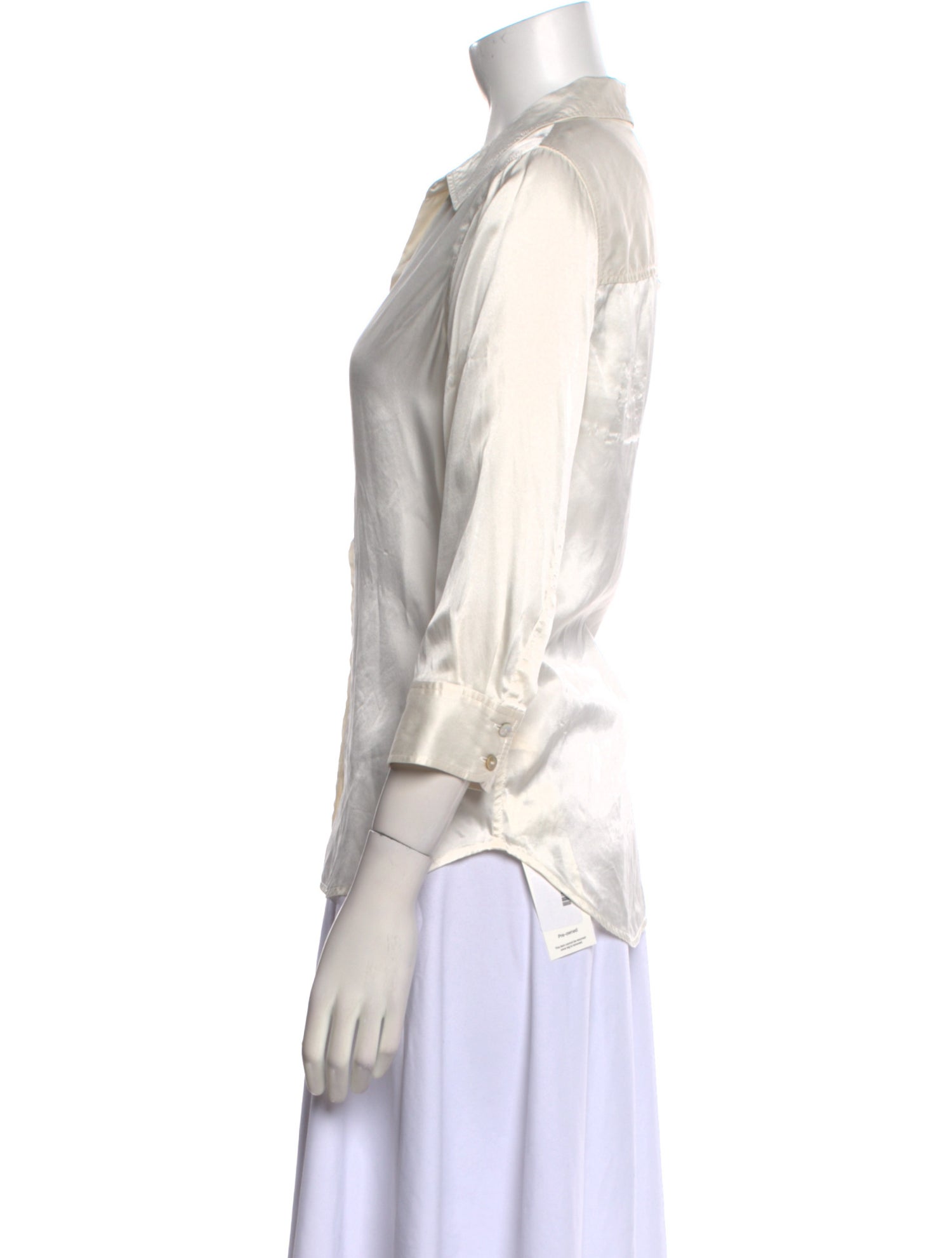 L'Agence Silk V-Neck Button-Up Top