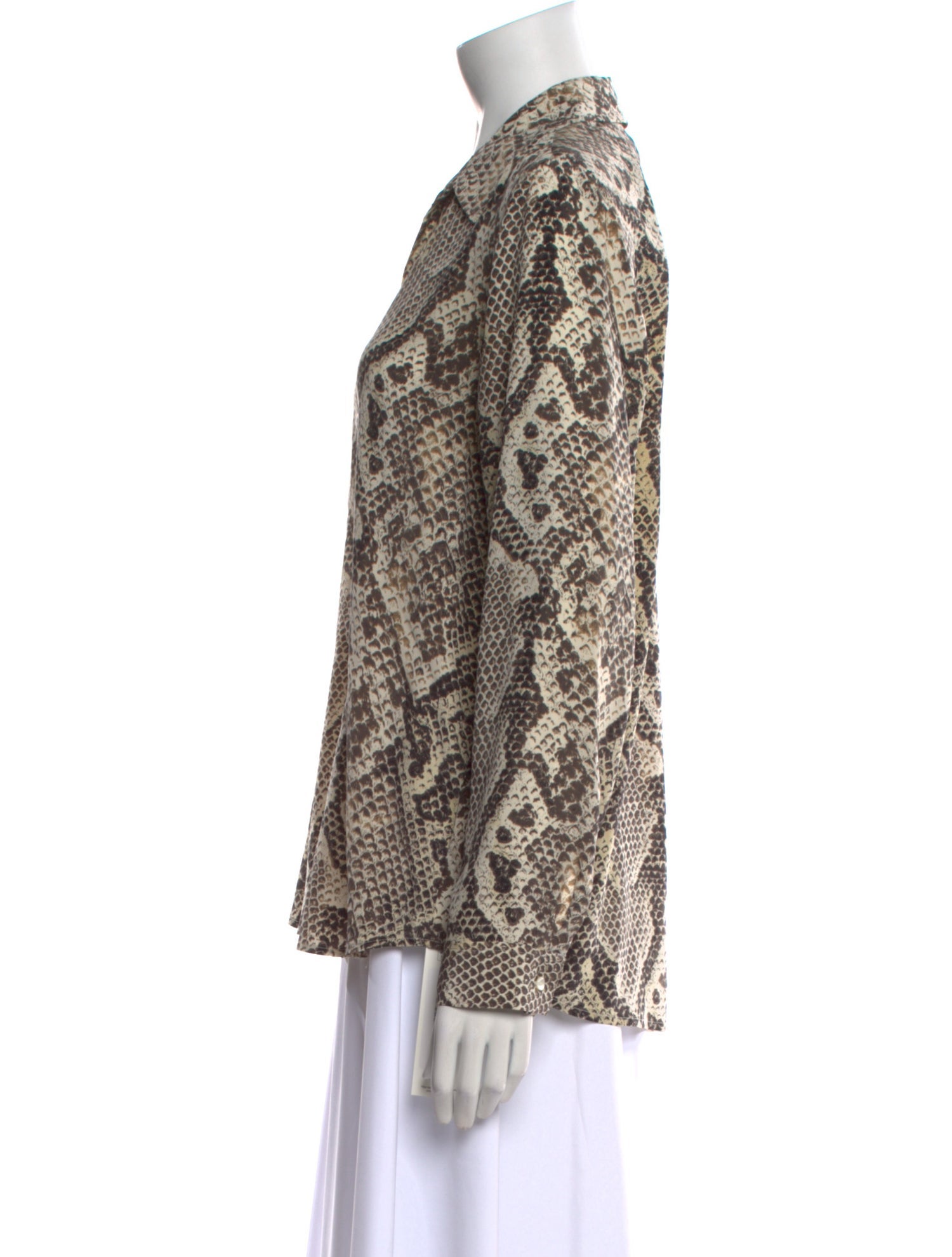 L'Agence Silk Animal Print Button-Up Top