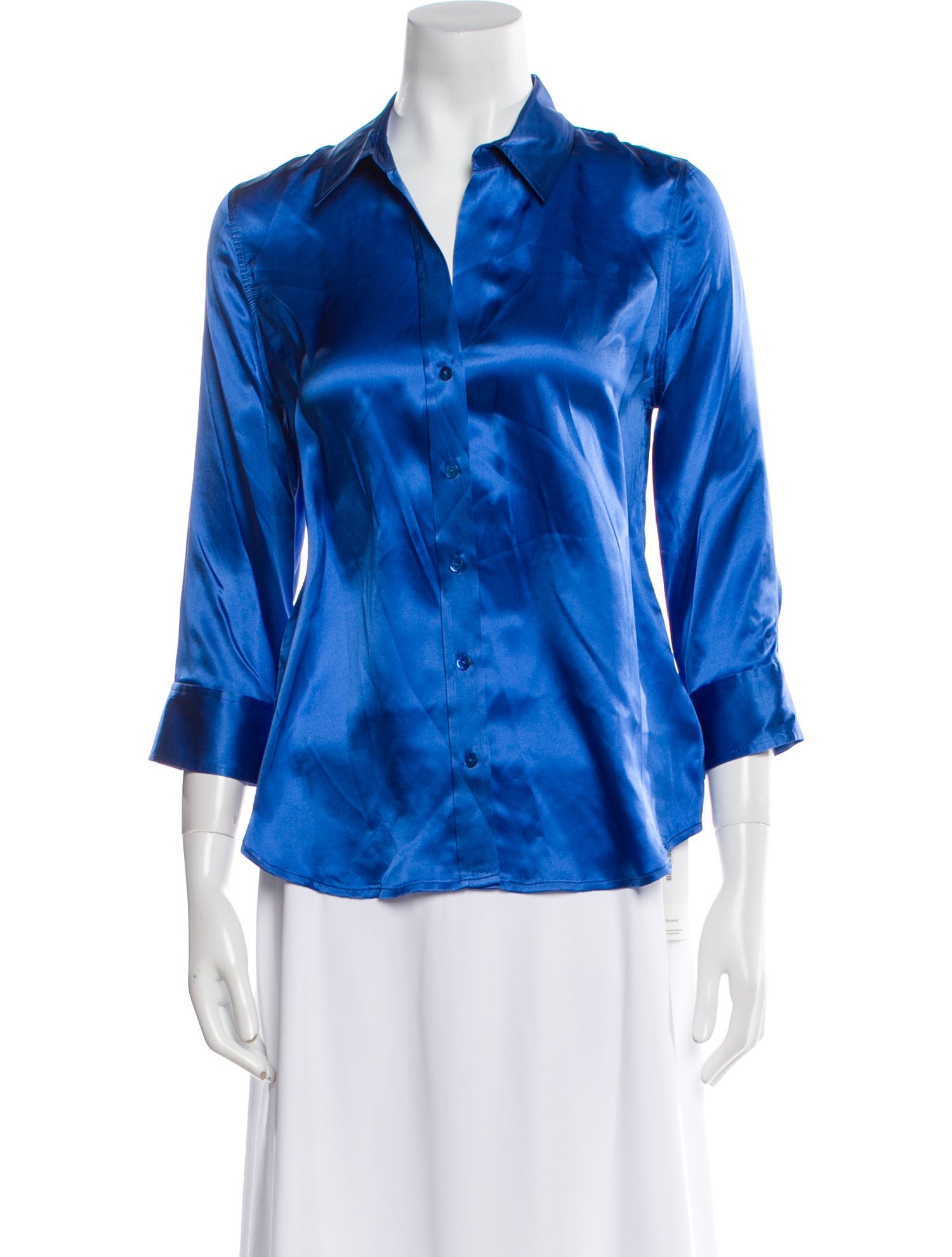 L'Agence Silk Three-Quarter Sleeve Button-Up Top w/ Tags