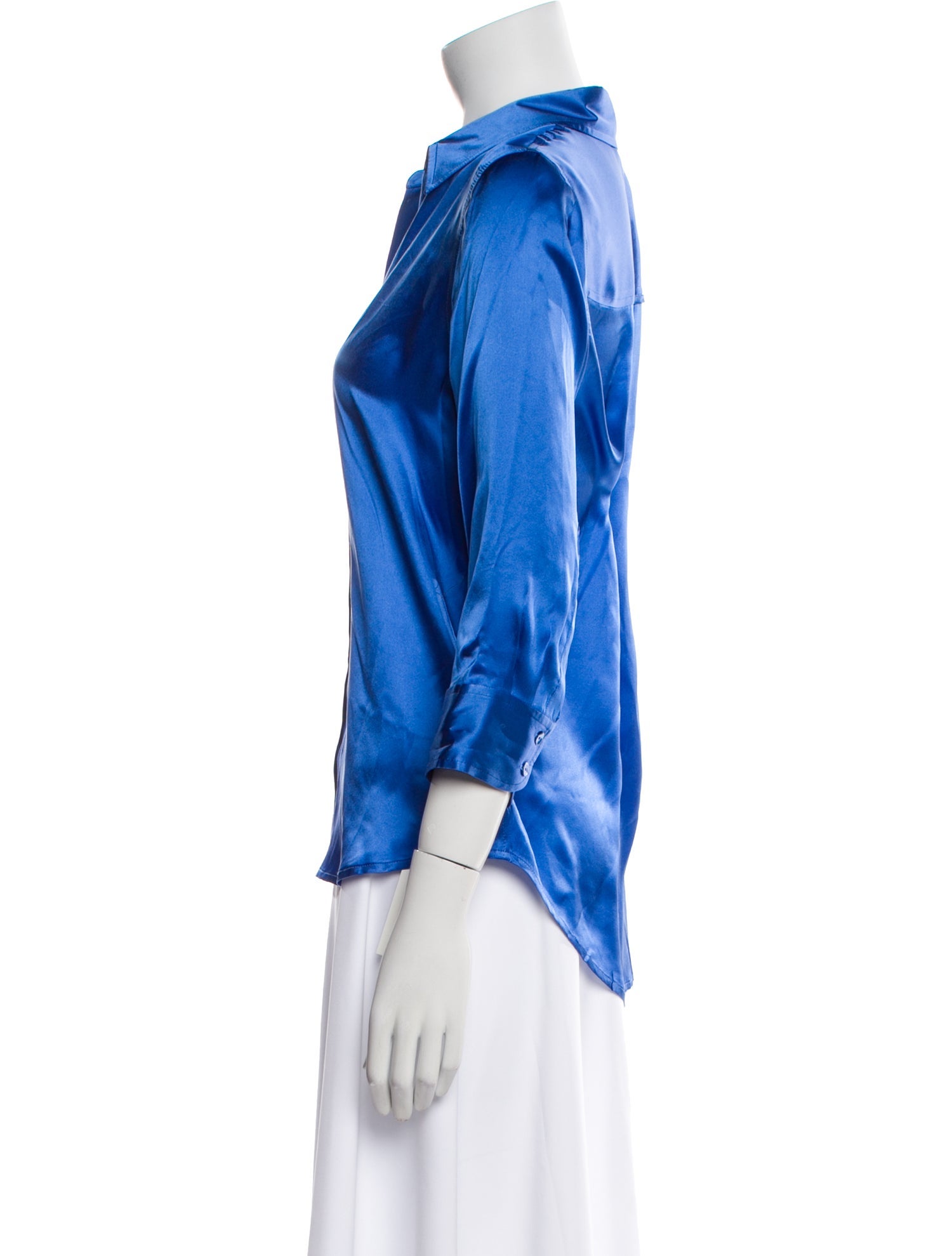 L'Agence Silk Three-Quarter Sleeve Button-Up Top w/ Tags