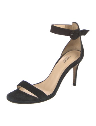 L'Agence Suede Chain-Link Accents Sandals