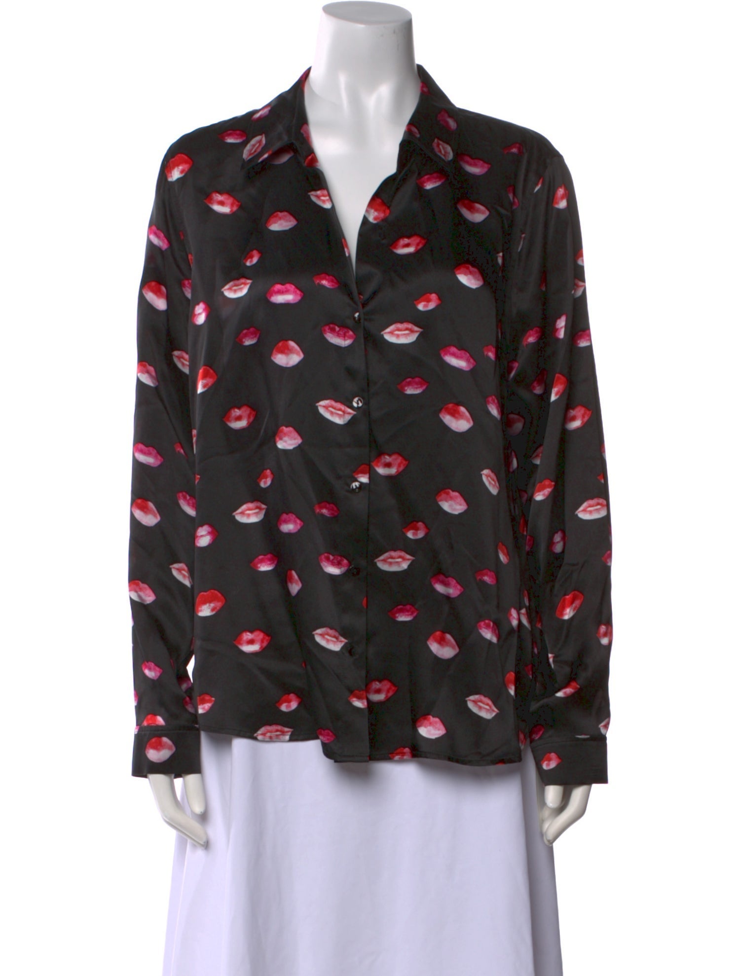 L'Agence Silk Printed Button-Up Top