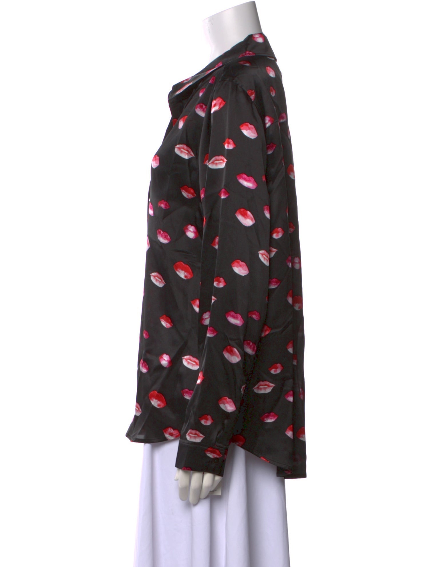 L'Agence Silk Printed Button-Up Top