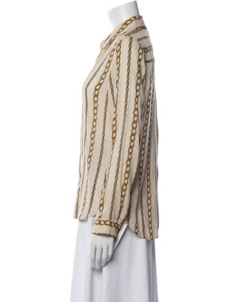 L'Agence Printed V-Neck Button-Up Top