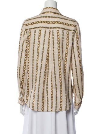 L'Agence Printed V-Neck Button-Up Top