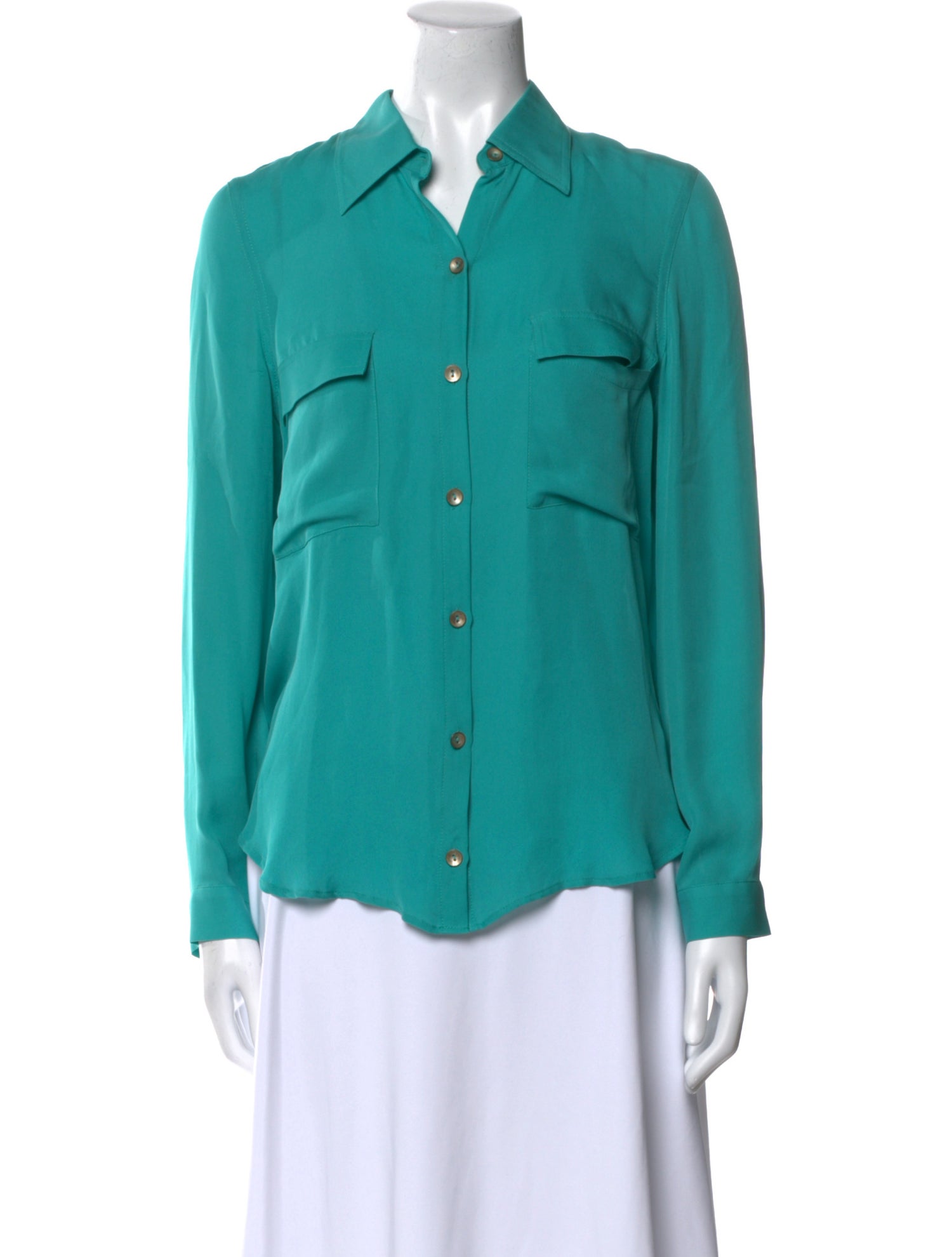 L'Agence Silk Long Sleeve Button-Up Top