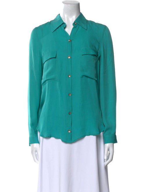 L'Agence Silk Long Sleeve Button-Up Top
