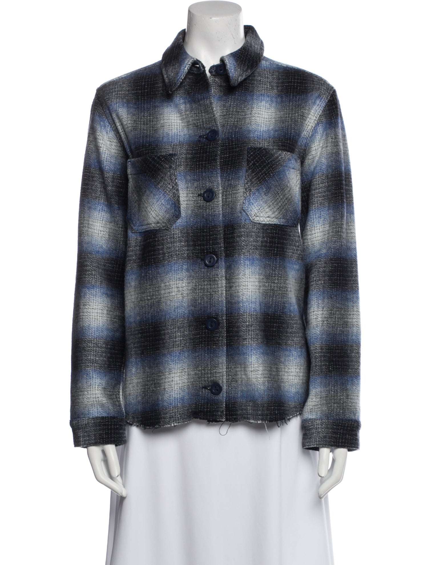 L'Agence Wool Plaid Print Jacket