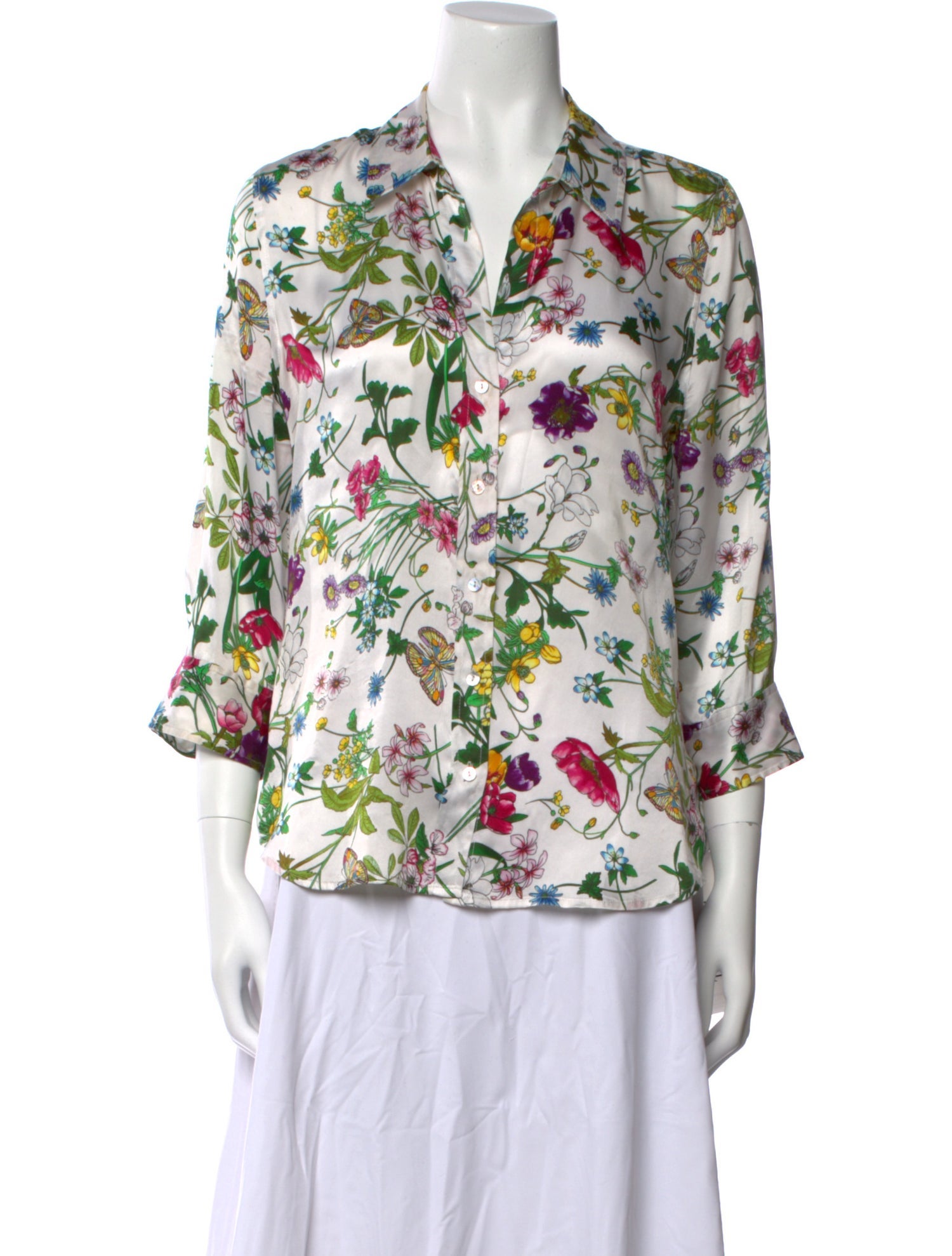 L'Agence Silk Floral Print Blouse