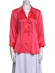 L'Agence Silk Three-Quarter Sleeve Button-Up Top