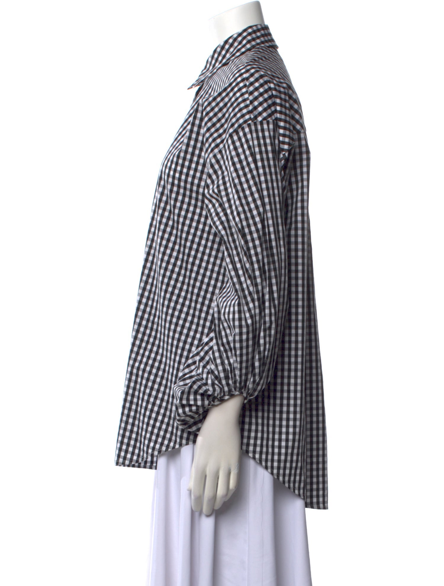 L'Agence Plaid Print Three-Quarter Sleeve Button-Up Top