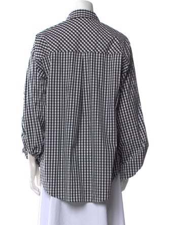 L'Agence Plaid Print Three-Quarter Sleeve Button-Up Top