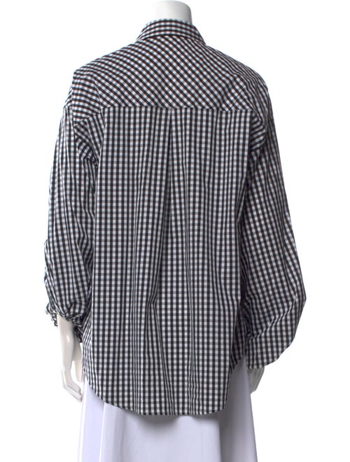 L'Agence Plaid Print Three-Quarter Sleeve Button-Up Top