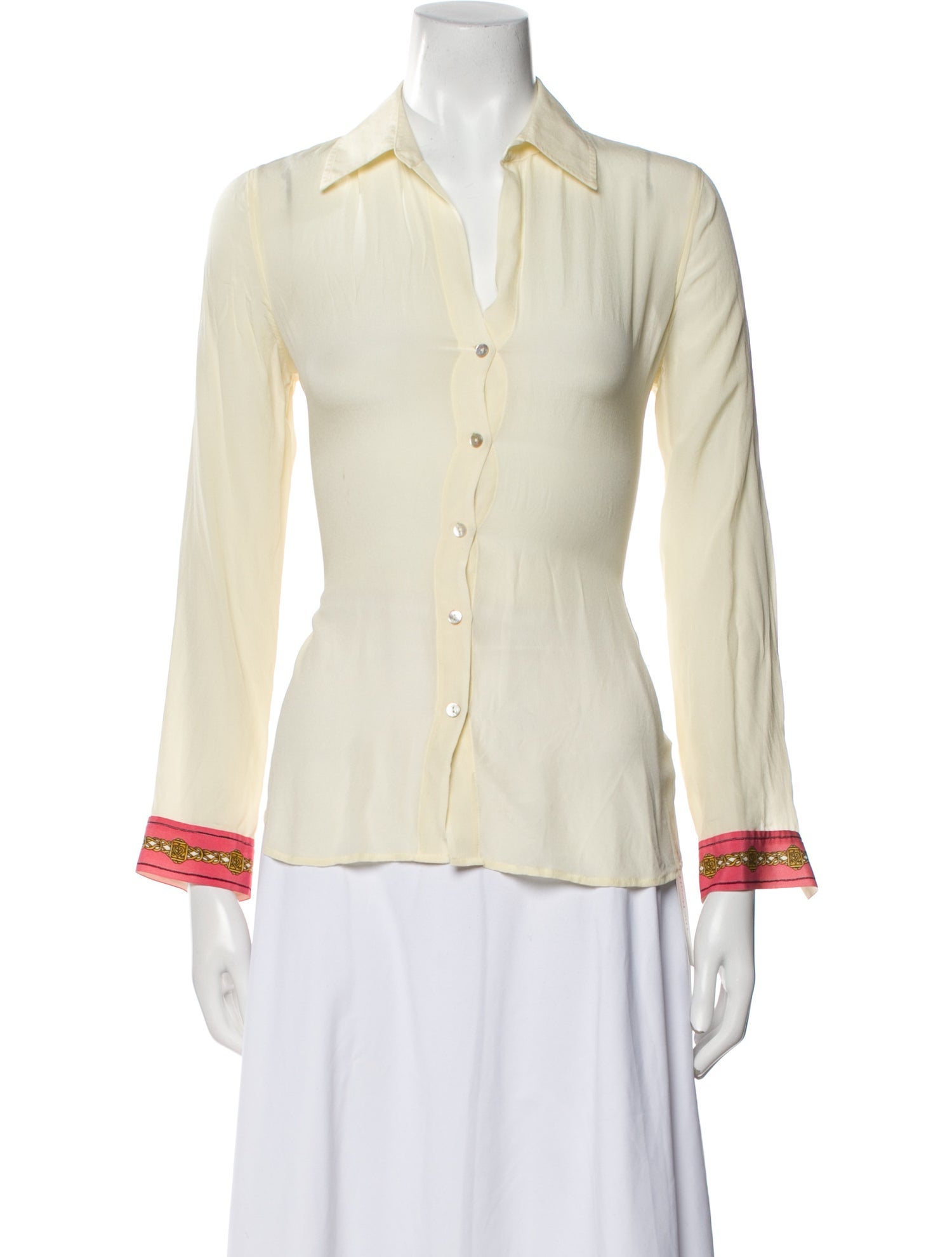 L'Agence Silk Long Sleeve Button-Up Top