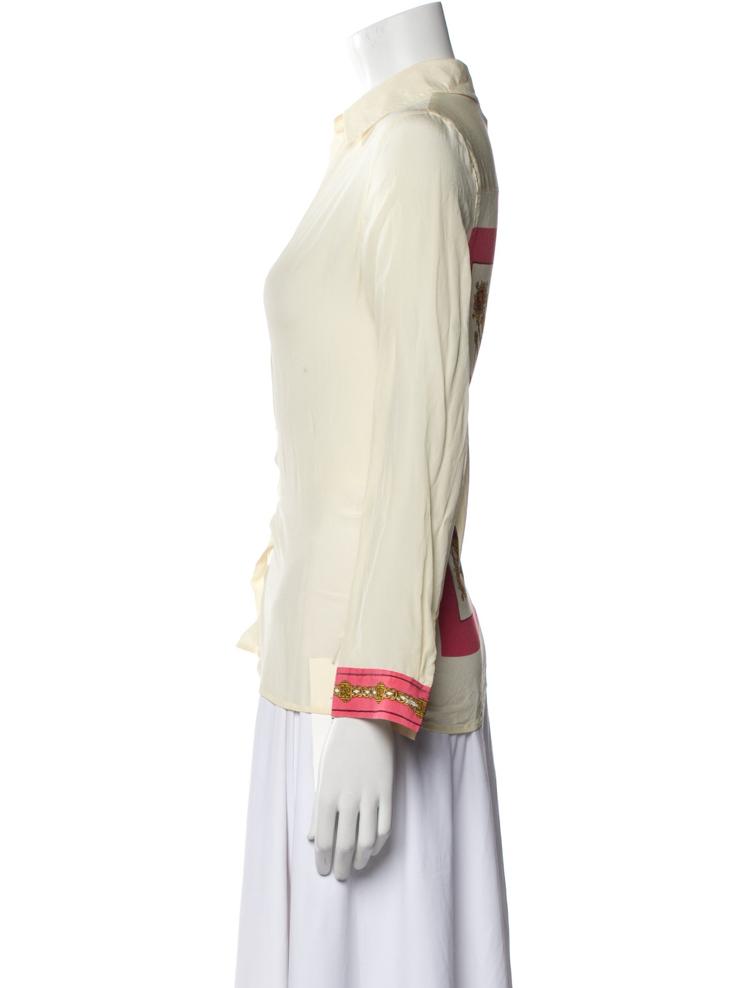 L'Agence Silk Long Sleeve Button-Up Top