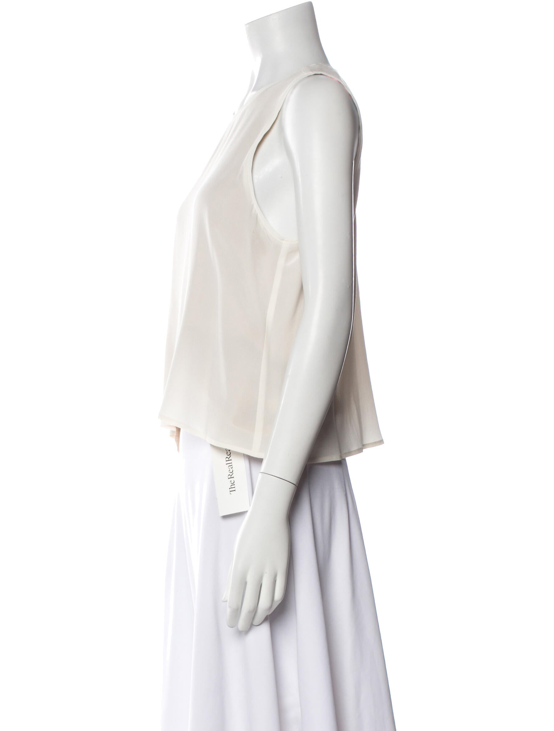 L'Agence Silk Crew Neck Crop Top